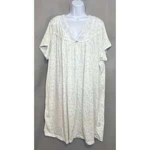 Fundamentals‎ Women Sz 3X Plus Nightgown White Purple Floral Cotton Romantic